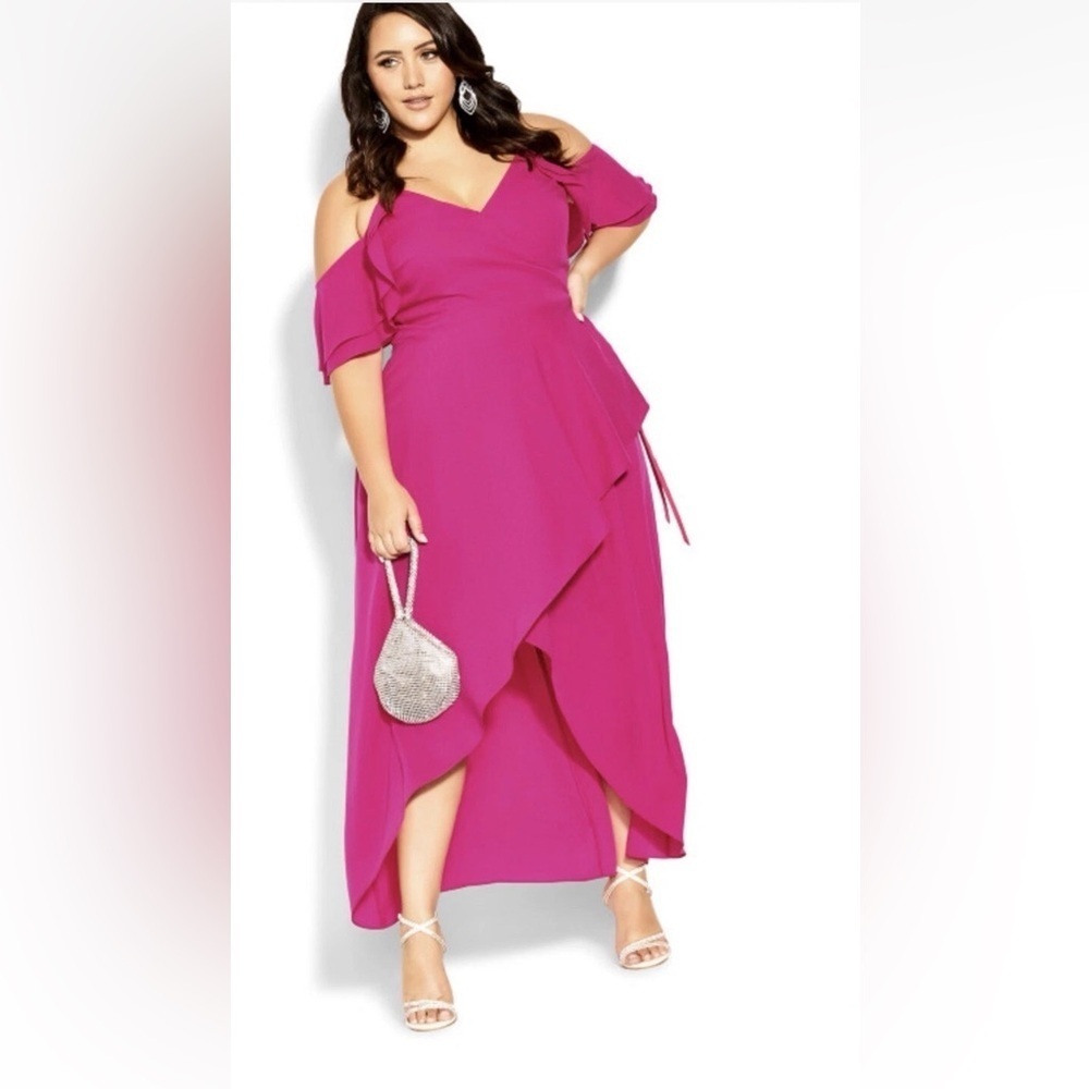 City Chic Elegant maxi shock Pink Women's Dress plus size XS/14